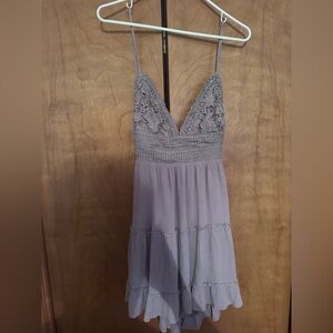 Lace Trim Purple Dress